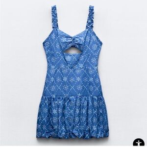 NWT Zara OPENWORK EMBROIDERED MINI DRESS
